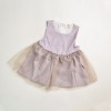FAG 054 White Long Tee Purple Square Dress Set