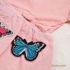 FAG 075 Butterfly Peach Mini Dress Pants Set