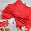 FAG 152 Red Flowery Vneck Dress 