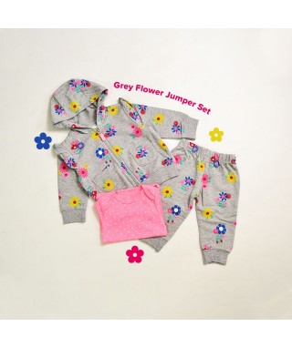 ROM 605 Grey Flower Jumper and Pinky romper pants set 