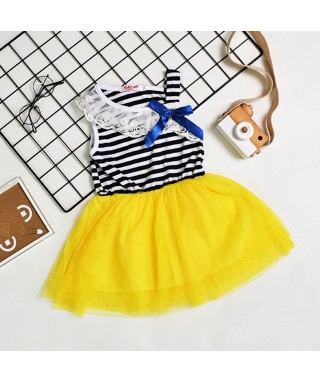 MCO 1686 Black Stripe Yellow Tutu Dress