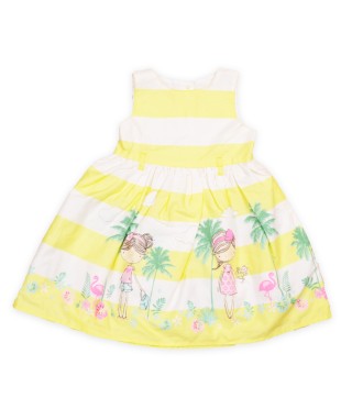 MCO 1841 Yellow Neon Stripe Little Girl Dress