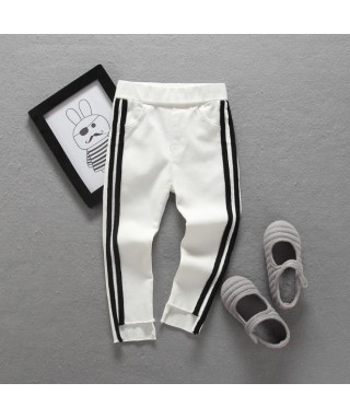 FAB 383 White Jeans Stripe Black Pants Set