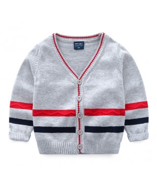 FAB 413 Grey Sweater Red Navy Stripe