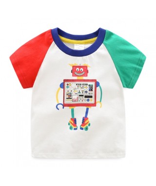 FAB 448 White Colorfully Robotic Tee