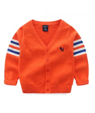 FAB 398 Orange Stripe On The Arm Sweater