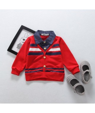 FAB 393 Red Stripe Sweater Polkadot Collared