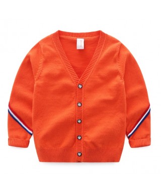 FAB 403 Orange Zigzag Buttons Sweater