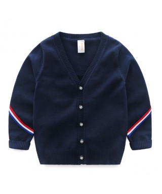 FAB 404 Navy Zigzag Buttons Sweater