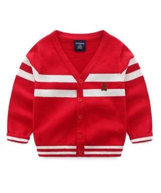FAB 406 Red Stripe White Bear Logo's Sweater