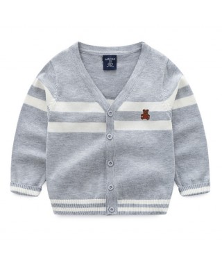 FAB 407 Grey Stripe White Bear Logo's Sweater