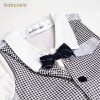ROM 600 Black White Shirt with Tie and Black pants romper set 