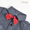 ROM 602 Navy stripped shirt logo "P" with Red Polka tie romper set 
