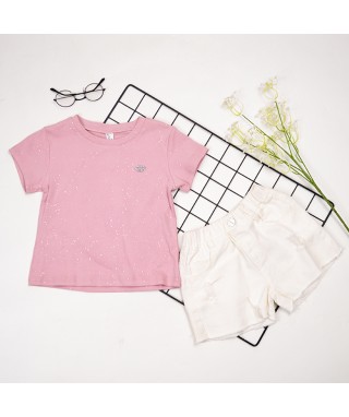 Fag 169 Setelan Celana Putih Kaos Pink Lip