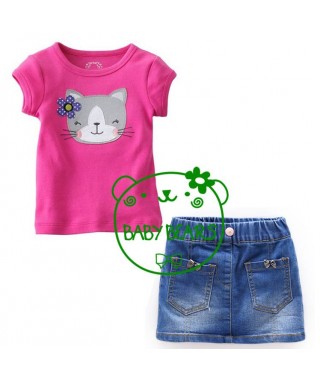 FAG 033 Tee Pink Cat Skirt Set