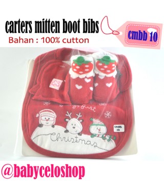 CMBB 10 Carters Mitten Booties Bibs Red Christmas