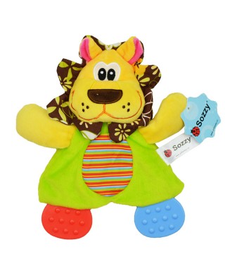 Sozzy Cute Animal Colorful Placate Towel with Teether Sound Paper Toy For Baby